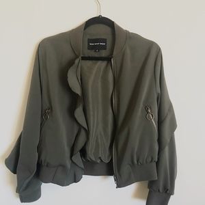 Green Jacket with Ruffle Detail New Without Tags